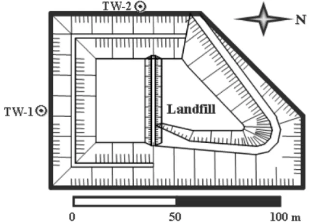Fig. 1.  Location of tracer test wells at the study area.