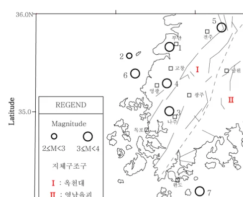 Fig.  2.  Epicentral  distribution  of  7  events  used  in  this  study.