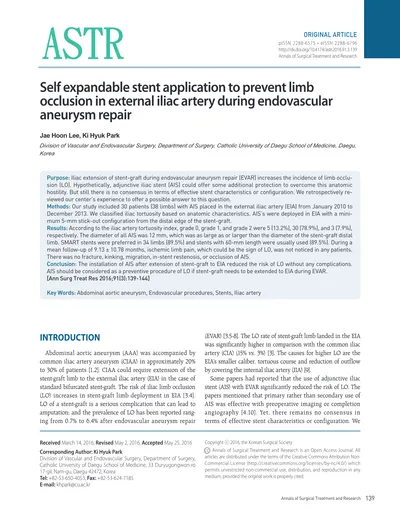 Self Expandable Stent Application To Prevent Limb Occlusion In External Iliac Artery During 7655