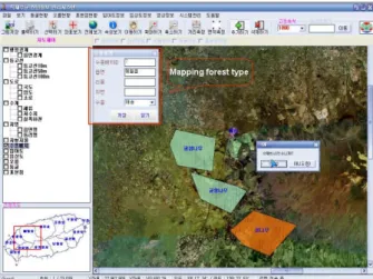 Fig.  10  shows  the  interface  for  mapping  forest  arrangement  so  that  forest  officers  could  establish  and  make a forest arrangement map
