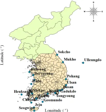Table 1. Locations and data lengths of tide stations Station Name