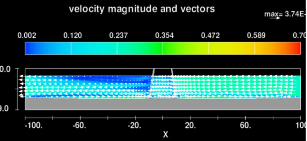 Fig. 11. Current speed distribution in computational domain of case 2 at t = 10,000 sec (X-Y plane).
