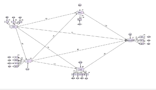 Figure 3. Path diagram of the risk perception model with mediation effects added 
