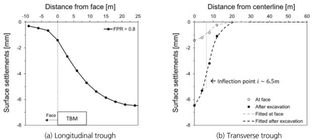 Fig. 5. Settlement trough formation at control group (FPR = 0.6, BPR = 1.1)