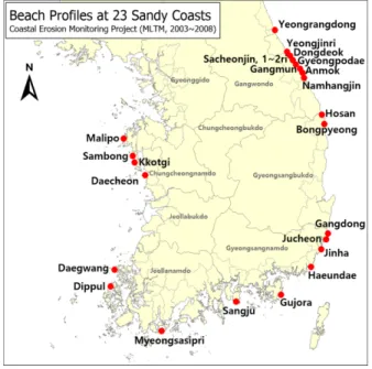 Fig. 4. Study area(23 beaches).