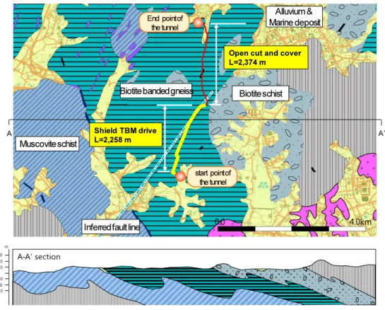 Fig. 1. Geological strata of the TBM excavation site 