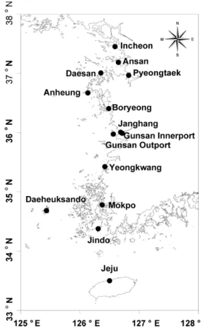 Fig. 1. KHOA's stations for tide observation