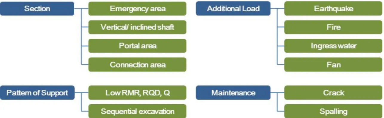 Fig. 1. Possible considerations for the design of the reinforced NATM tunnel
