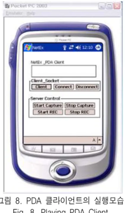 그림  8.  PDA  클라이언트의  실행모습 Fig.  8.  Playing  PDA  Client