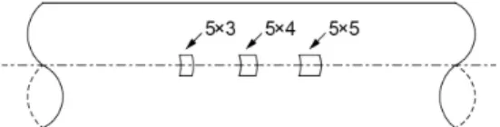 Fig. 5. Applied slits to the model pipe (unit: mm)