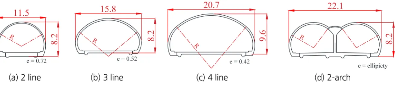 Fig. 2. Cross section of target tunnels