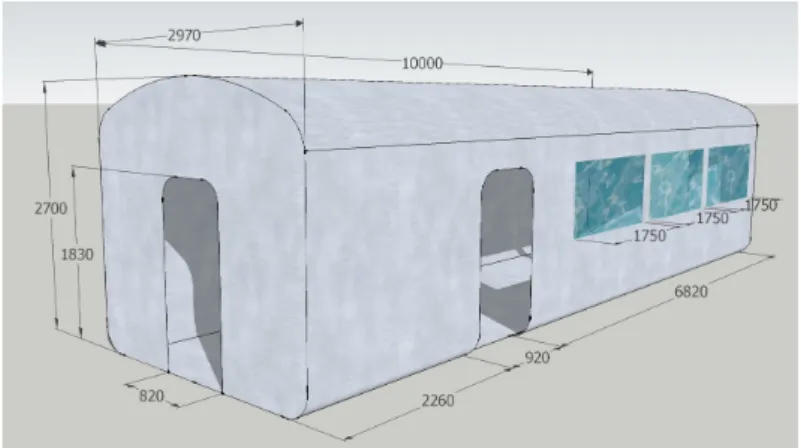 Fig. 6. Shape and size of train model (unit: mm)