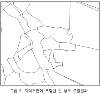 그림  5.  지적도면에  포함된  선  정보  추출결과 Fig.  5  Extraction  of  line  information  in  LRM