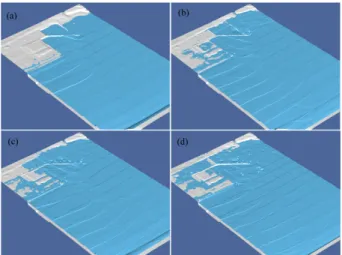 Fig. 11 exhibits the 3D snapshot of sea level variations from the DB run, which considers the partial damage of the North-Breakwater