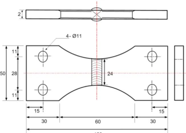 Fig. 1 Welded bending fatigue test specimen