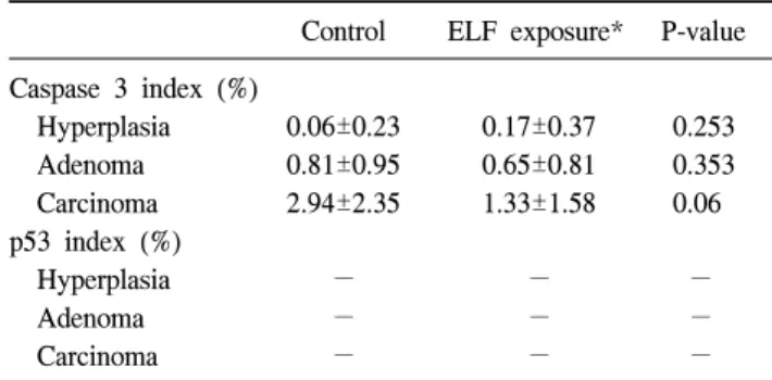 Table  4.  Caspase  3  and  p53  protein  labeling  index  of  the  rat  thy- thy-roid  lesions