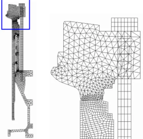 Fig. 8  Analysis model including all relevant  components near the stud 