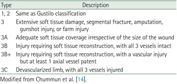 Table 3. Stranix’s modified Gustilo classification of open fractures
