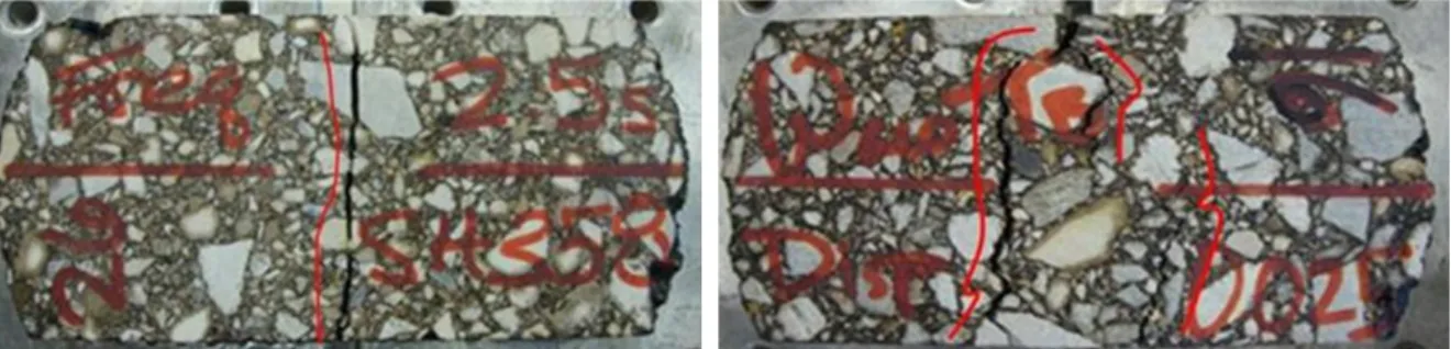 Fig. 10. Example of Single Crack and Double Cracks after Overlay Test (TxDOT, 2013)