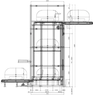 Fig. 1 2D Lay-out design of the vertical transfer device for the PRT vehicle 