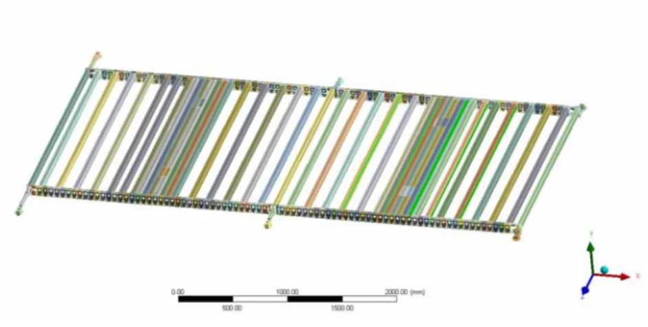 Fig. 4 Solid model of the slat panel for numerical analysis with Ansys ®