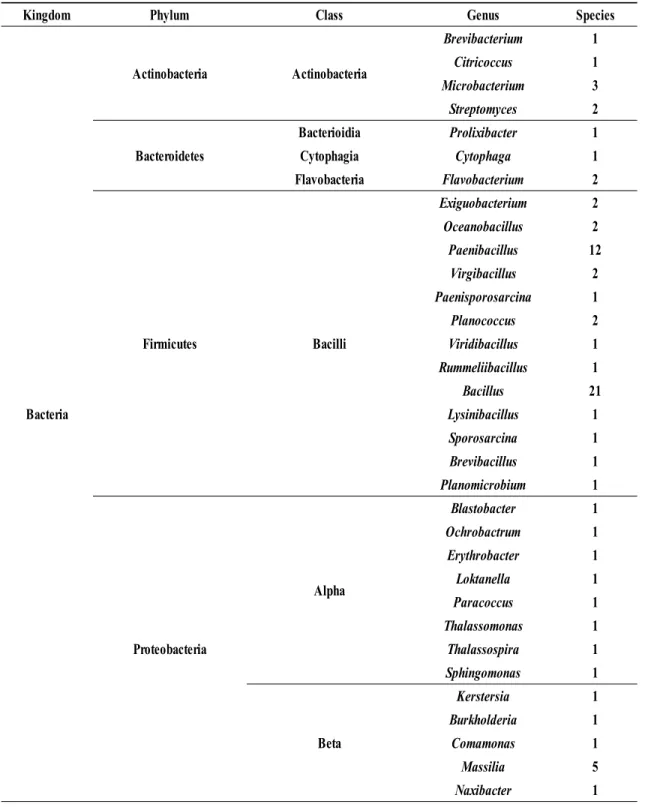 Table 3. Distribution of identified samples isolated only Gang-Jin bay. 