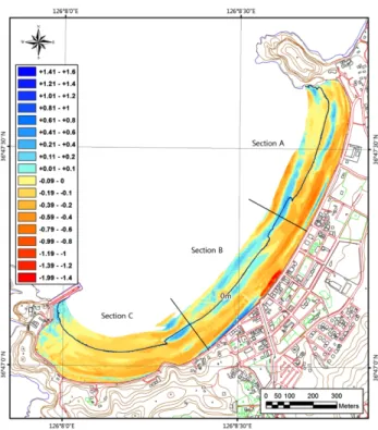 Fig. 7. Distribution of elevation changes of LiDAR between Mar.