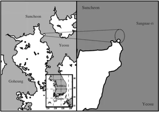 Fig. 1. Location of the study area (○).