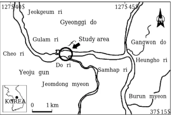 Fig. 1. Map showing the study area in the Namhan river.