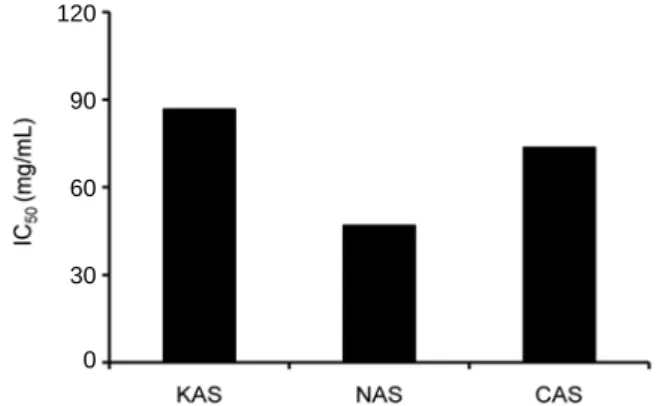 Table  6.  Hunter's  color  values  of  acorn  starch  from  Korea  (KAS),  North  Korea  (NAS)  and  China  (CAS)  origin 