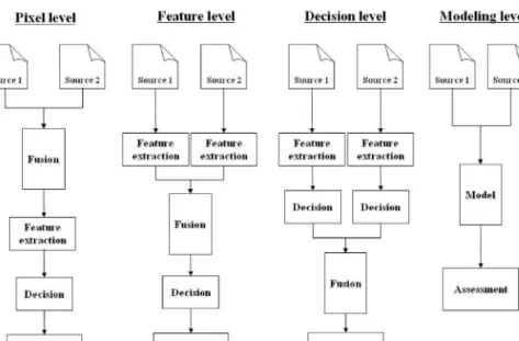 Fig. 2.  Various data fusion levels (from Lee(2003); Smits(2003)).