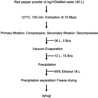 Fig.  1.  Procedure  for  extraction  of  acqeous  extract  form  red  pepper  (RPAE).