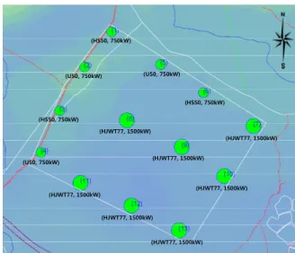 Fig. 7 Layout of wind turbines in Gasiri wind farm 
