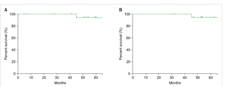 Fig. 1. Kaplan-Meier curves of (A) progression-free survival and (B) overall survival.