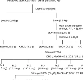 Fig.  1.  Scheme  of  activity-guided  fractionation  of  the  stems  of  Petasites  japonicus