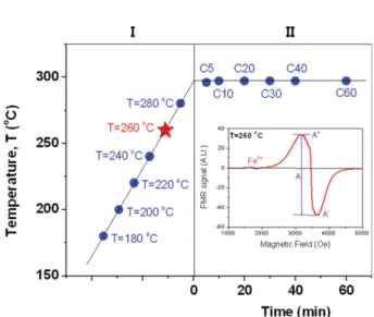 Fig. 1. (Color online) Temperature and time condition for the sample fabrication by thermal decomposition method
