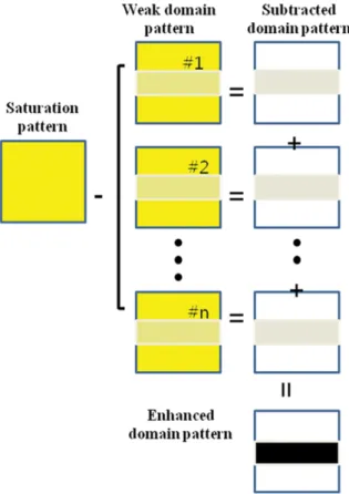 Fig. 5. (Color online) Integrated values and least square approximations for pixel values at the a specific row of Fig