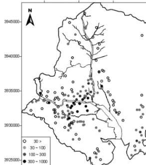 Fig. 3. Distribution of chloride concentration from the sample groundwater.