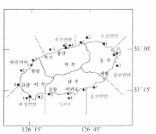 그림  3.  제주주변연안  조사위치도.