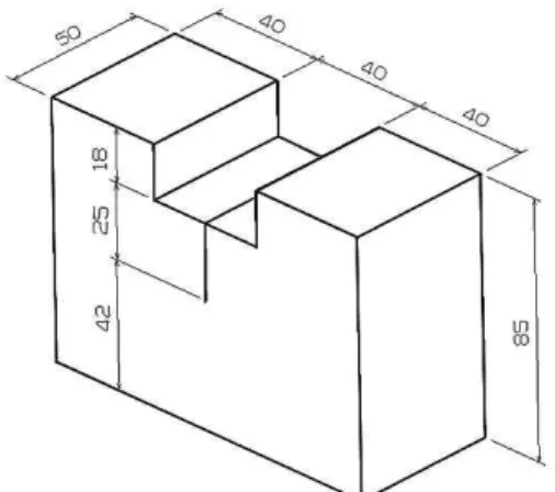 Fig. 1 Specimen for wedge splitting test (unit: mm) .  그리고  길이 25  mm 의 칼날을  사용하여  시편  중심에 저장  운용  시  재료가  공기  온도인  50℃,  상온,  -40℃와 물성이  크게  변화되고  취성 유리전이  온도인  -60℃에서  수50  mm/min로  쐐기가  롤러열림  하중이  작용되도록  하최대로	 내려가는	 변위	 설정을	동일하게	 시험을	 하였다.	INSTRON  5567