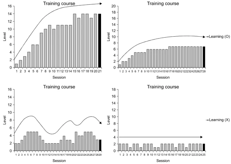 Fig.  1.  Learning  curves  of  computer-assisted  cognition  training  program  (RehaCom).