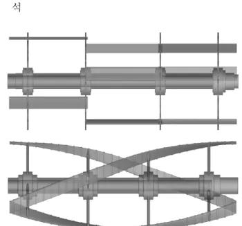 Fig.  1  3D  configuration  of  H-type(top)  and  Helical  type(bottom)  tidal  current  turbines