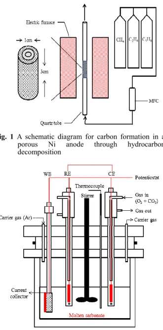 Fig.  1  A  schematic  diagram  for  carbon  formation  in  a  porous  Ni  anode  through  hydrocarbon  decomposition 
