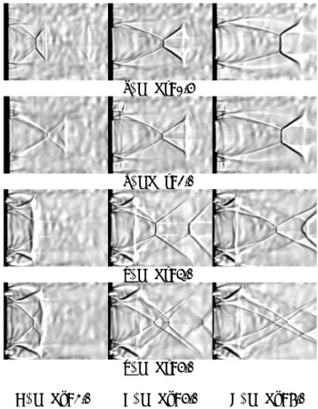 Figure 6 shows the shadowgraph pictures of the coaxial  jet issuing from the nozzle Ⅲ with t n =1.5mm to  investigate the effect of the nozzle-lip thickness on the  features of the coaxial jet with the secondary stream with  no swirl