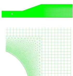 Fig. 3  Static pressure distributions (d=12mm and  Re d =8800)  -1 0 1 2 3 4 5 6-0.200.20.40.60.81Cp x/H 1Experimentyc/H1=0yc/H1=0.08yc/H1=0.77yc/H1=0.92 Calculation yc/H1=0 yc/H1=0.08yc/H1=0.77yc/H1=0.92