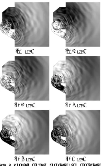 Fig. 6 Comparison of directivity patterns 0°<  θ  <90°  영역에서  70 dB 이상의  높은  음압  레 벨을  예측하고  있으며,  상대적으로  음압  레벨이  낮은  -90°< θ  <0°  영역에서는 52.7 dB까지 음압 레 벨이  줄어들어  최대와  최소  음압  레벨의  차가  20.1 dB까지 나타났다