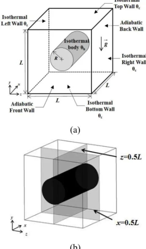 Fig.  1  (a)  Computational  domain  and  coordinate  system  along with boundary conditions and (b) definition  of planes for cross-sectional view 