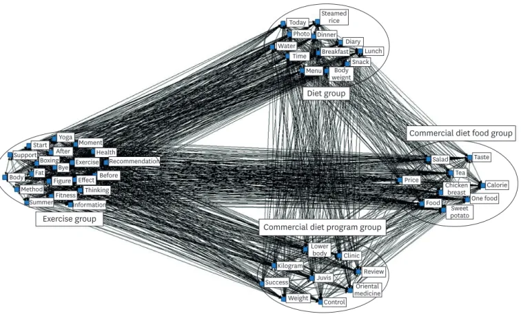 Figure 1. Keyword network analysis related to the human diet in 2016