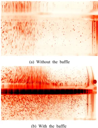 Fig.  2  Pathline  visualization  using  microbubbles  at  80  LPM  case 류 (impinging  jet)  형태로 부딪힘을 알 수 있다 부