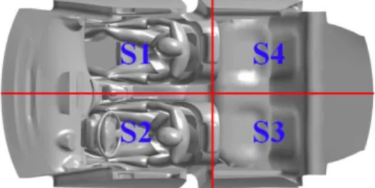 Fig. 7 Sections for measurement of numerical results  CASE 1  (Vent mode, 0.152kg/s)  CASE 2  (Vent mode, 0.114kg/s)  CASE 3  (Vent mode, 0.076kg/s)  CASE 4  (Vent mode, 0.038kg/s)  Fig